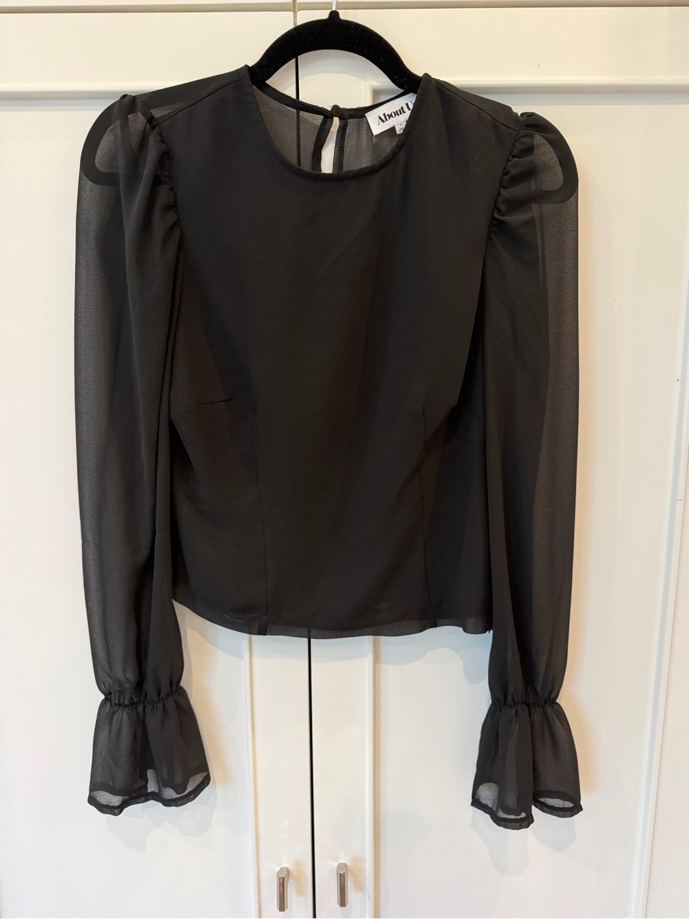 About Us Black Sheer Long-Sleeve Blouse